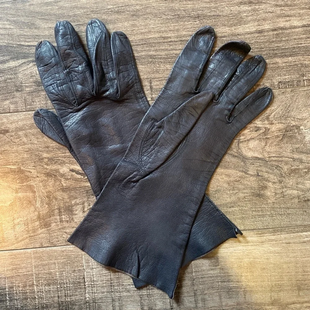 Aris vintage Brown Kid Leather dress gloves size 7